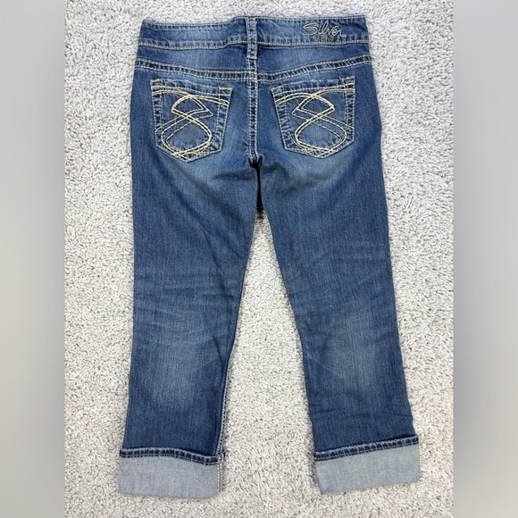 Silver Jeans Womens 26 Frances Capri Low Rise Denim Stretch Big Stitch Cuffed - Picture 4 of 6